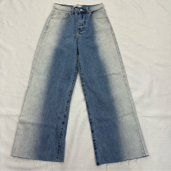 Adika size XS High Wide Leg Raw Hem Ankle Jeans - Picture 3 of 14